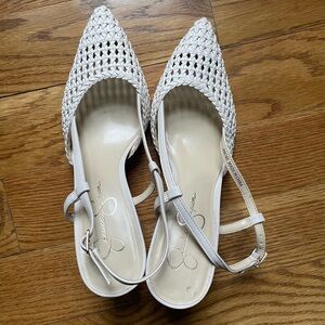 Jessica Simpson Cream Woven Slingback Heels